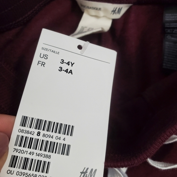 H&M Kids Cotton Joggers Burgundy - Picture 4 of 5